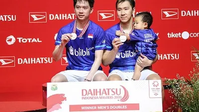 Kevin/Marcus usai menjuarai Indonesia Masters 2020. sumber: PBSI