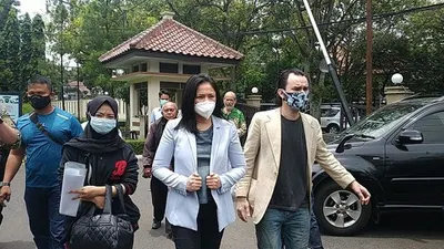 Marshanda mendatangi Pengadilan Negeri (PN) Bandung, Selasa (16/2/2021). (Ayobandung/Nur Khansa)