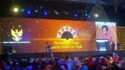 Megawati Sukarnoputri pidato di acara bertajuk 'Perempuan Hebat untuk Indonesia Maju' (Ayojakarta.com/Hendy Dinata)
