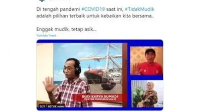 Menteri-menteri Jokowi menyanyikan lagu #TidakMudik (Twitter: KemnakerRI)