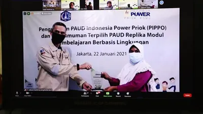 Acara pengukuhan dan pengumuman terpilih PAUD replika modul pembelajaran berbasis lingkungan yang dilaksanakan secara virtual/dok: utara.jakarta.go.id