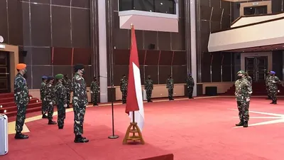 Panglima TNI, Marsekal TNI Hadi Tjahjanto memimpin Laporan Korps Kenaikan Pangkat 25 pati TNI
