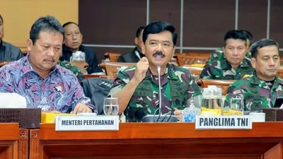 Panglima TNI, Marsekal TNI Hadi Tjahjanto, saat rapat kerja dengan Komisi 1 DPR RI, di Gedung DPR RI, Jalan Jenderal Gatot Subroto, Senayan, Jakarta Pusat, Kamis (30/1/2020). (Dok. Puspen TNI)