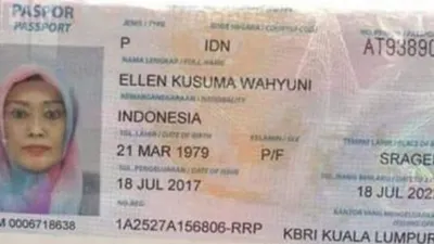 Foto tangkapan layar paspor TKW bernama Ellen Kusuma Wahyuni yang tertulis beralamat di Sragen. (Solpos.com/Istimewa)