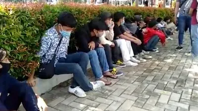 Puluhan pelajar yang berhasil diadang petugas. (dok)