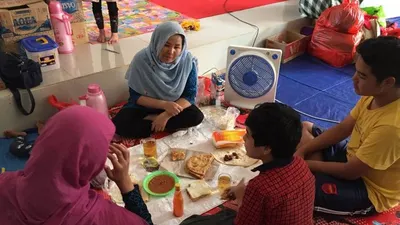 Pencari suaka di tempat penampungan bekas markas Kodim Kalideres Jakarta Barat, Minggu (11/8/2019)/Antara