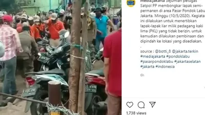 Kericuhan terjadi saat penetiban di Pasar Pondok Labu, Cilandak, Jakarta Selatan. (instagram)