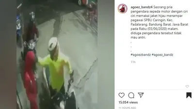 Pengendara Honda PCX yang tampar petugas SPBU. (Instagram/@agoez_bandz4)