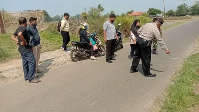 Lokasi perampokan di Jalan Kampung Sawah Tengah, Desa Pasawahan Kidul, Kecamatan Pasawahan, Purwakarta, Senin (31/8/2020) sekira pukul 09.00 WIB. (Dok :Polsek Pasawahan)
