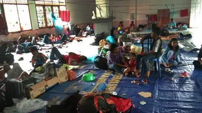 Suasana pengungsi asal Wamena yang ditampung di Tongkonan, Kotaraja, Abepura, Kota Jayapura, Selasa (1/10/2019)/Antaranews