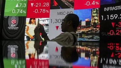 Pergerakan Indeks Harga Saham Gabungan (IHSG) di Bursa Efek Indonesia, Jakarta.