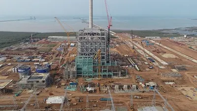 Foto udara pembangunan PLTU Unit 2 Cirebon Power. (dok)