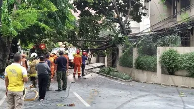 Pohon tumbang menimpa rumah di Duri Kepa, Tanjung Duren Jakarta Barat (Ayojakarta.com/Dhika Alam Noor)