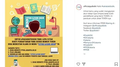 Tangkap layar ulasan cetak token PPDB Online DKI Jakarta 2020. instagram: @officialppdbdki