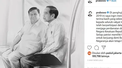 Unggahan Foto Sketsa Prabowo dan Jokowi (Instagram Prabowo Subianto)
