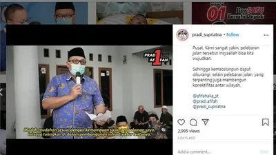 Paslon 01 Pilkada Depok Pradi-Afifah ingin perlebar Jalan Raya Sawangan untuk mengurai kemacetan. (dok Instagram)
