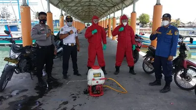 Libur Panjang, Dermaga Pulau Lancang Kep. Seribu Didisinfektan/pulauseribu.jakarta.go.id