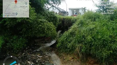 TKP remaja hanyut di Sungai Ciapus, Ciomas, Jawa Barat. (Dokumentasi Kantor Pencarian dan Pertolongan Jakarta)
