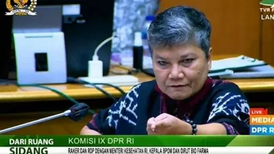 Anggota DPR RI dari Fraksi PDIP, Ribka Tjiptaning, saat raker dan RDP bersama Menkes Budi Gunadi di DPR. (istimewa)