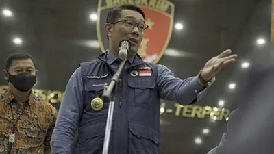 Gubernur Jawa Barat Ridwan Kamil saat di Bareskrim. (dok)