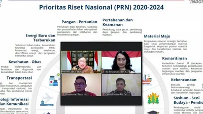 Menteri Riset dan Teknologi / Kepala Badan Riset Inovasi Nasional RI, Prof.Bambang Permadi Soemantri Brodjonegoro saat mengisi webinar bertemakan Eknomi di Simposium Amerika Eropa (SAE) 2020, (Choirul Anam)