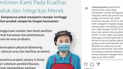 Klarifikasi mengenai produk rokok PT HM Sampoerna pasca karyawannya dinyatakan positif Covid-19. instagram: @insidesampoerna