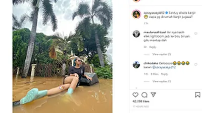 Soraya Rasyid salah satu selebriti yang terdampak banjir. (instagram: @sorayarasyid12)