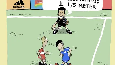 [ILUSTRASI] Social Distancing dalam Sepak Bola karya Legga Cecilia (dok Ayosemarang)