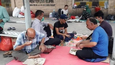 Pencari suaka di trotoar Jalan Kebon Sirih/Detik
