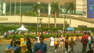 Suasana car free day (CGD) di kawasan Bundaran Hotel Indonesia, Jakarta Pusat, Minggu (1/12/2019) (Ayojakarta.com/Hendy Dinata)