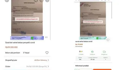 Heboh Surat Sehat Bebas Covid-19 Dijual di lapak e-commerce