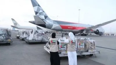 Uni Emirat Arab mengirim pesawat yang mengangkut 20 ton bantuan perlengkapan medis untuk mencegah virus corona  ke Indonesia. (Foto: Istimewa)