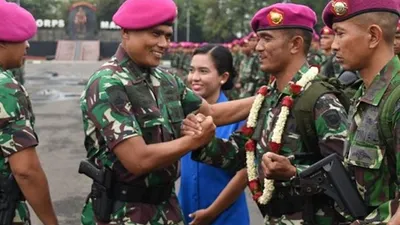 Wadan Pasmar 1 Kolonel Marinir Muhammad Nadir menyambut Satgas Pam Papua/Puspen TNI