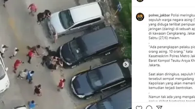 Tangkap layar video penyerangan polisi oleh WNA Nigeria di Duri Kosambi/ instagram: @polres_jakbar