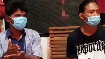 Reynalfi dan Andri Juniansyah, dua WNI ABK yang kabur dari kapal ikan berbendera China. [Foto: Batam News/Edo]