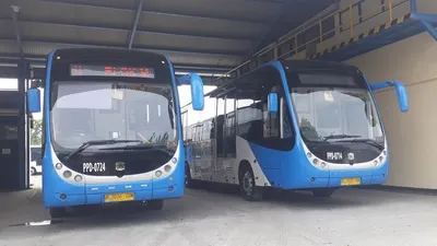 Bus Transjakarta merek Zhong Tong di Pool PPD Bus Transjakarta Pulogadung/Kompas