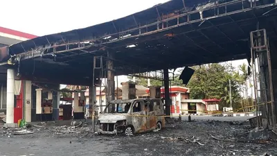 SPBU di Jalan Pagelarang, Cipayung terbakar pada Jumat (11/10/2019)/Kompas
