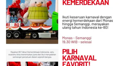 Jadwal Pesta Rakyat dan Karnaval Kemerdekaan HUT RI Ke-80 di Jakarta, Ada Konser Musik hingga Kembang Api