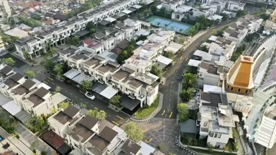 Foto aerial suasana perumahan yang berada di atas mal Thamrin City, Jakarta, Rabu (26/6/2019). (ANTARA FOTO/Nova Wahyudi)