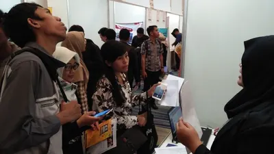 Jobfair nasional Kemenakertrans ke-19 di Haris Hotel Summarecon Bekasi, Bekasi Utara, Kota Bekasi, Kamis (4/4/2019).