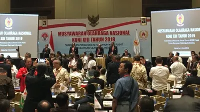 Musyawarah Olahraga Nasional (Musornas) KONI XIII tahun 2019 yang berlangsung di Hotel Sultan, Jakarta, Selasa (2/7/2019). (ANTARA/AstridFaidlatulHabibah)