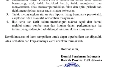 Viral Surat Imbauan KPID Pemprov DKI Jakarta Tidak Meliput Aksi Unjuk Rasa, Dewan Pers: Media Bekerja Profesional 