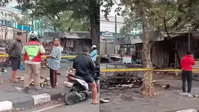Situasi pasca pengeroyokan dan kebakaran 2 orang debt collector atau mata elang (matel) di Kalibata, Jakarta Selatan. (Sumber: kolase Instagram @infojkt | Foto: kolase Instagram @infojkt)