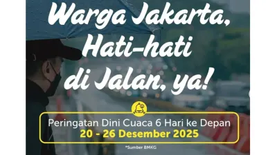 Peringatan Dini Cuaca 6 Hari ke Depan di DKI Jakarta (Sumber: Instagram @dkijakarta)