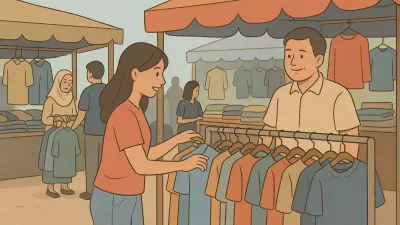 Ilustrasi. Pedagang Pakaian Thrifting (Sumber: Generative AI)