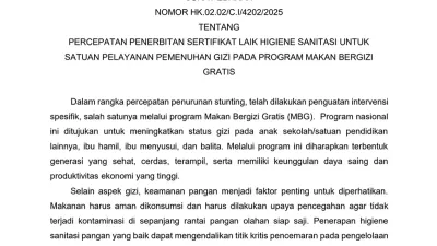 Tegas! Diberi Waktu 1 Bulan Dinkes Minta SPPG Segera Miliki SLHS, Begini Cara Pengajuan Permohonan Sertifikasi 
