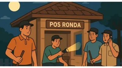 Ilustrasi. Kegiatan Siskamling (Sumber: Generative AI)