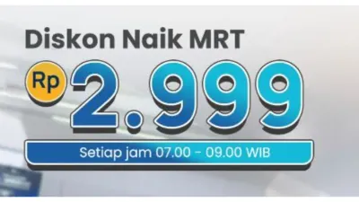 Diskon Naik MRT Rp2.999 Setiap Jam 07.00-09.00 WIB dengan Metode Pembayaran i.saku, Begini Caranya