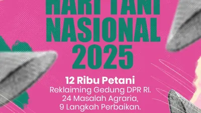 Hari Tani Nasional (HTN) 2025 ada demo di depan Gedung DPR RI pada Rabu, 24 September 2025 (Sumber: X@barengwarga | Foto: X@barengwarga)