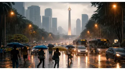 Ilustrasi. Sebagian Wilayah DKI Jakarta Diprediksi Hujan Sore Ini (Sumber: Generative AI)
